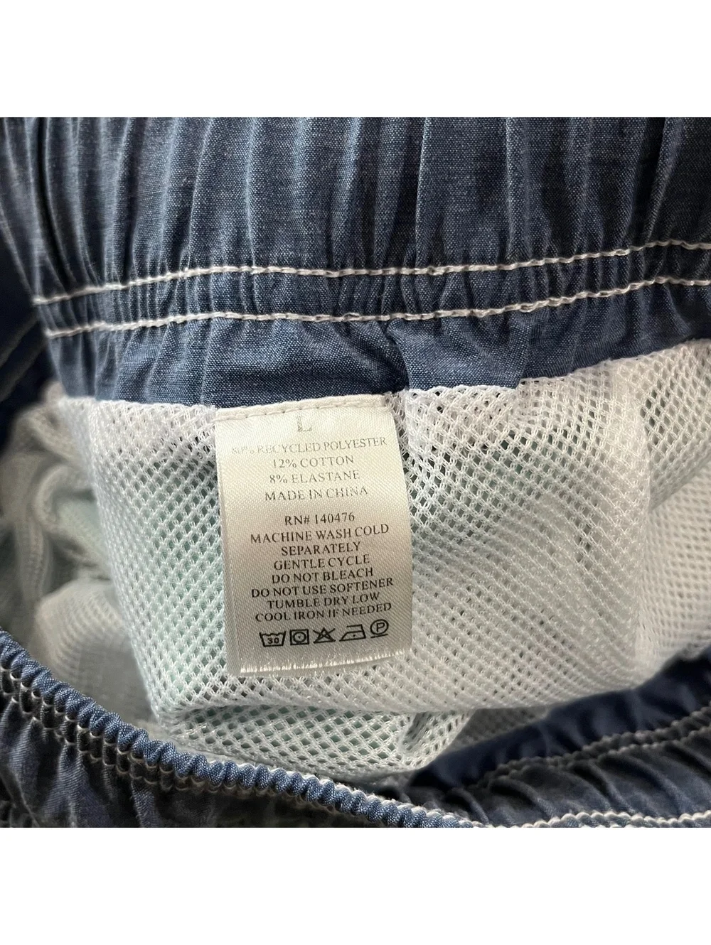Faherty Beacon Jade & Navy Blue Colorblock Swim Trunks Size Large